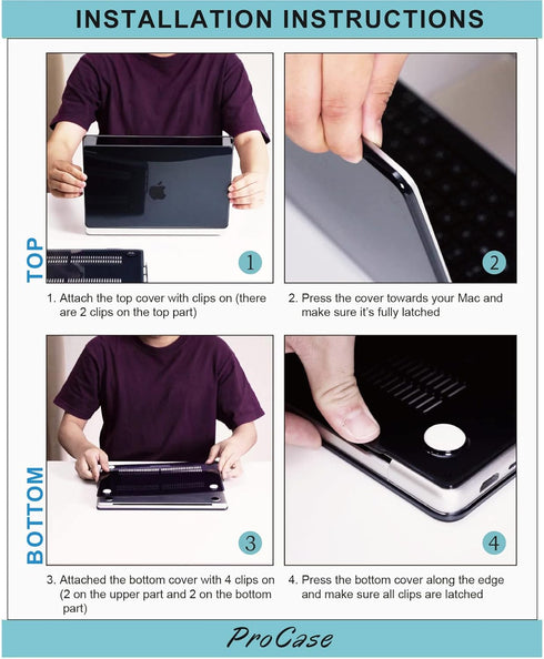 ProCase Slim Hard Shell Case for MacBook Pro 16.2 Inch 2024, with Keyboard Cover and Touch ID