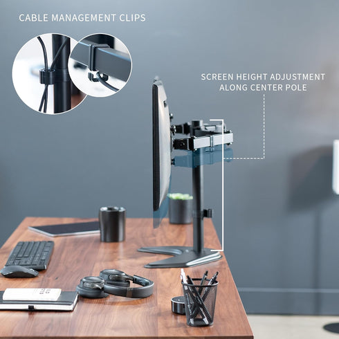 VIVO STAND-V002F Dual LED LCD Monitor Free-Standing Desk Stand for 2 Screens, Heavy-Duty Adjustable Arms