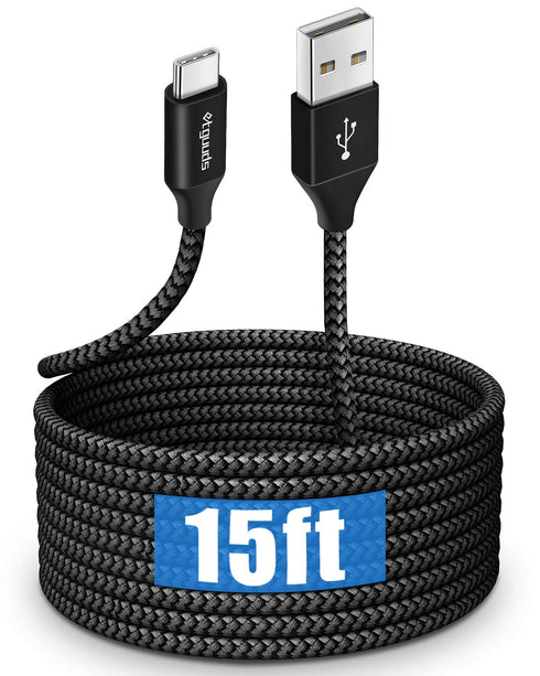 15ft Long USB C Cable by etguuds, Fast Charging Nylon Braided, USB 2.0, Compatible with Samsung, LG, Moto, Google,
