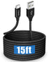 15ft Long USB C Cable by etguuds, Fast Charging Nylon Braided, USB 2.0, Compatible with Samsung, LG, Moto, Google,
