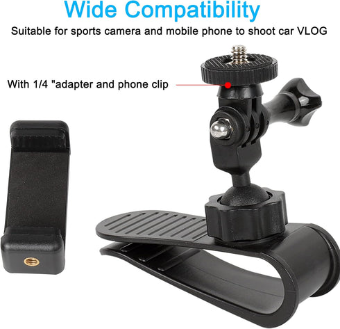 PellKing Car Sun Visor Mount for iPhone, Samsung, GoPro, Insta360, VLOG Holder for Cell Phones and Accessories
