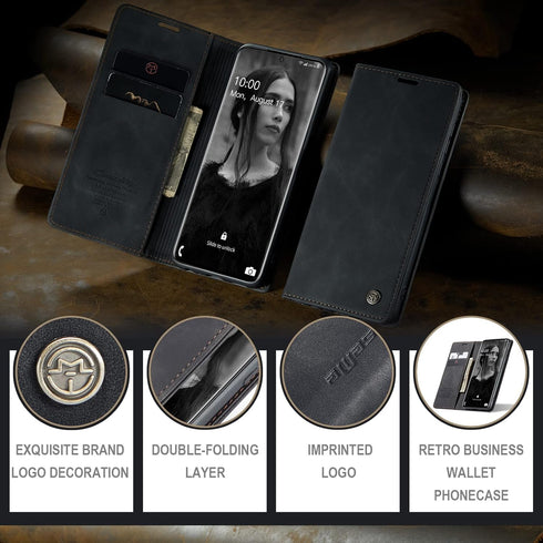 Kowauri Galaxy S20 FE 5G Leather Wallet Case - Classic Design with Magnetic Closure Flip Fold and Card Slot (Black)