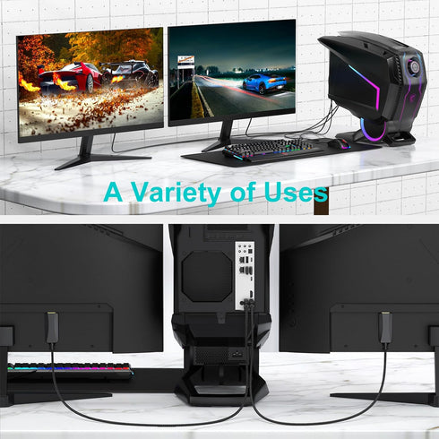4K DisplayPort to HDMI Cable 1.5 Feet, Short DP to HDMI Male to Male Adapter Cord for Computer, Monitor, TV, Projector