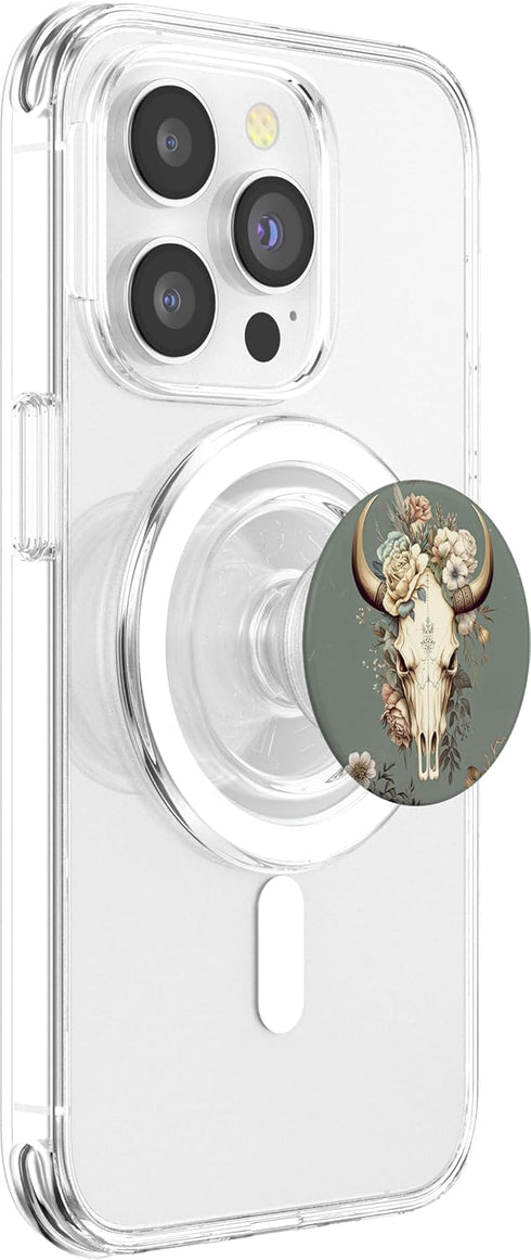 PopSockets MagSafe PopGrip for iPhone - Skull Bull Western Boho Floral Cowgirl Rural for Girl Women