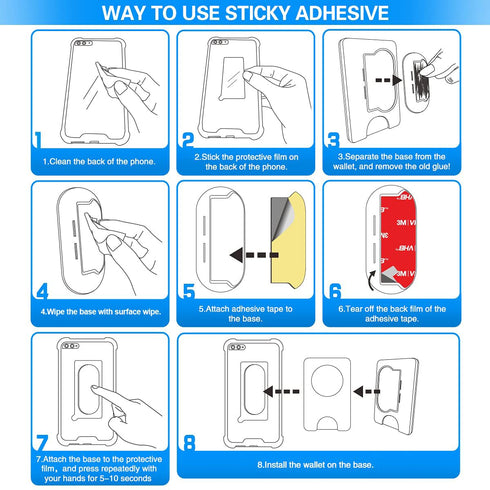 10pcs Sticky Adhesive Replacement for Pops Wallet+ & Wallet Plus Base, 3M VHB Double-Sided High Stickiness