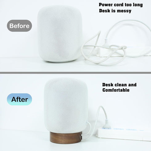 HOOKMEMO Elevate Your HomePod with Our North American Black Walnut Wood Stand - Unique Texture, Clever Cord Storage