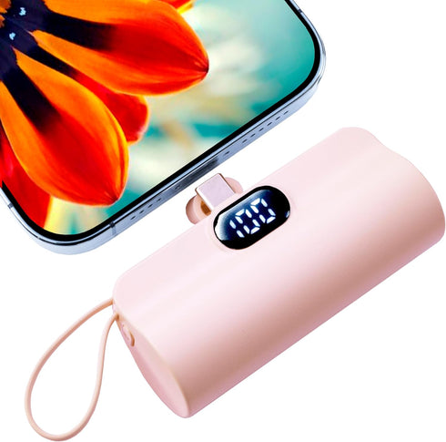 Mini Power Bank, 5500mAh Capsule Power Phone Charger with Dual USB-C Ports for iPhone 15/15 Pro Max, Android