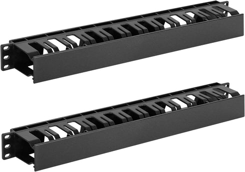 Tecmojo 2 Pack 1U Server Rack Horizontal Cable Management with Cover,2.6 Depth Plastic