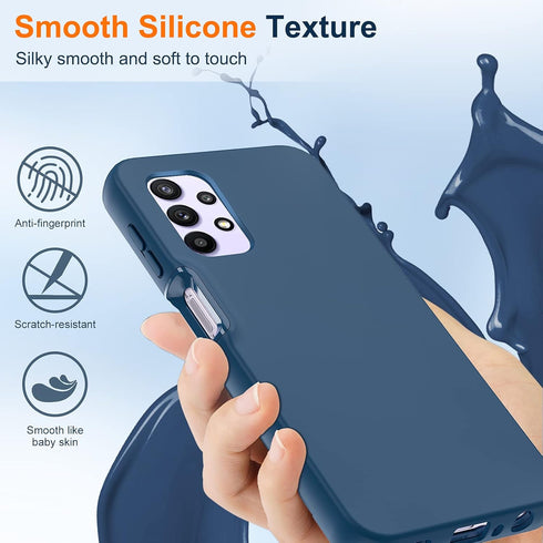 LeYi for Samsung A32 5G Case, Full-Body Shockproof Soft Liquid Silicone Phone Case with 2 x Tempered Glass Protector,