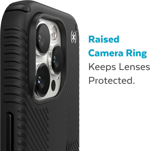 Speck Presidio2 14 Grip - Non-Slip iPhone Pro Case (Black/Black/White)