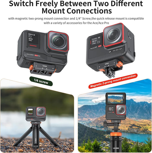 VRIG Ace Pro Quick Release Mount, Snap-On Magnetic 2 Prong Mount for Insta360 Ace Pro