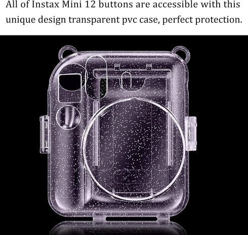 Fintie Protective Clear Case for Fujifilm Instax Mini 12 Instant Camera - Hard Shell Cover with Upgraded Film Pocket &