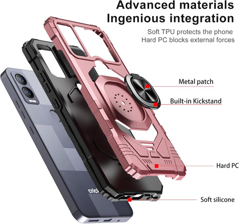 Ailiber Magic 5G Case for Cricket, AT&T Propel 5G with Screen Protector, Heavy Duty Shockproof Cover - Rose Gold