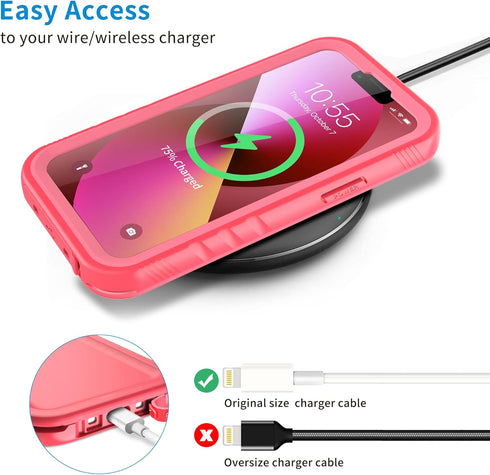 SPORTLINK Waterproof Case Compatible with iPhone 13 Mini - Full Body Shockproof Dustproof Phone Protector (Pink)