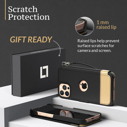 LUPA Legacy Wallet Case for iPhone 12 Pro Max - Faux Leather Flip Case with Card Holder for Men & Women (Golden Dusk)