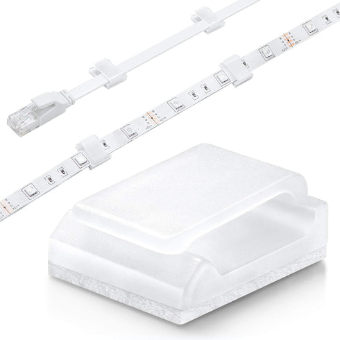Cable Tidy Management Self Adhesive Cable Clips, 100 Pack Clamps for Fixing LED Light Clips (10mm Wide Strip)