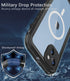 iPhone 14 Waterproof Case, Shockproof Dustproof with Built-in Screen Protector, Magnetic Ring (Black)