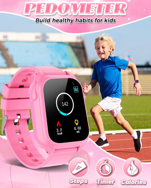 Waterproof Smart Watch for Kids 3-12 Years Old, Girls Toys with 26 Games, Video Camera, Pedometer, Music Player, Alarm