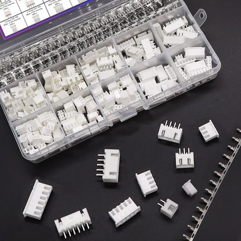 Taiss 560PCS 2.54mm JST-XH Connector Kit, 2/3/4/5/6 Pin Housing Female and Male Adapter Cable Connectors