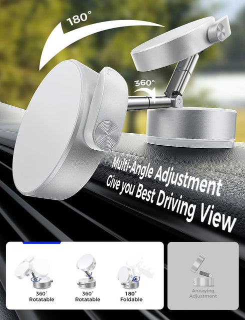 MAGIC JOHN 360 Upgrade Ultra Magnetic Phone Holders for Your Car, Foldable Car Phone Holder Mount for Dashboard