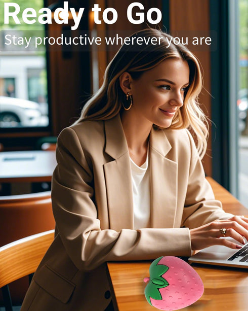 SHARE SUNSHINE Wireless Bluetooth Mouse Cute Pink Fruit Strawberry Shape Silent Portable Lightweight USB Optical