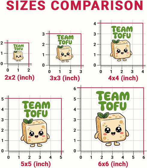 3 Pcs Team Tofu Cute Sticker, Funny Vegan Food Cartoon Design, Vegetarian Vinyl Stickers Die-Cut Waterproof for Laptop
