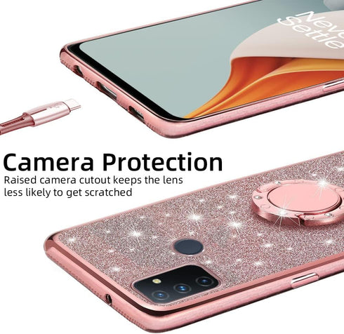 B-wishy for OnePlus Nord N100 Phone Case with Stylus Pen, Luxury Glitter Sparkles Silicone TPU Case for Women Girls