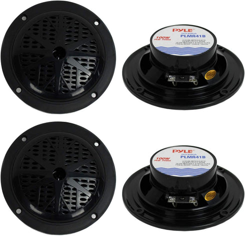 Pyle 4 PLMR41B 4" 200W Dual Cone Waterproof Marine Boat Stereo Speakers, 2 Pairs