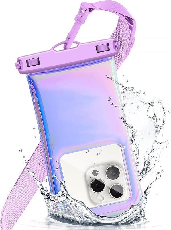 Floating Waterproof Phone Pouch, Soap Bubble Waterproof Case with Crossbody Lanyard for iPhone 15 14 13 Pro Max