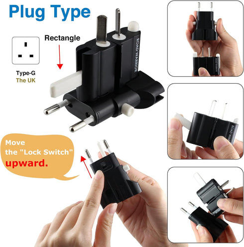 ROAD WARRIOR Universal Travel Plug Adapter Europe/UK/Australia/USA/India/China Compact Black