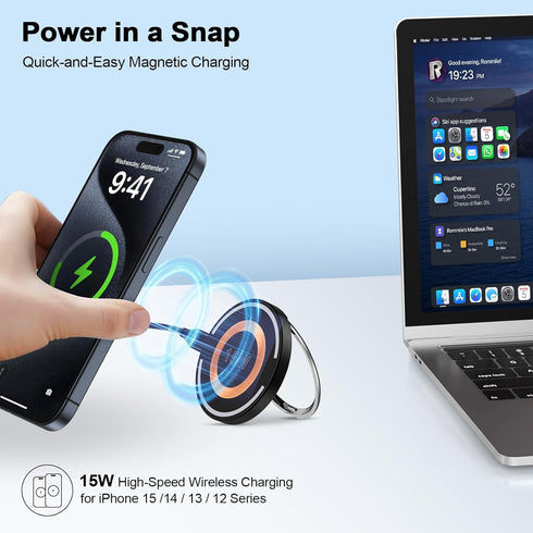 Magnetic Wireless Charger Stand MagSafe Pad for iPhone 15 14 13 12 Pro Max Plus SE, 15W Fast Charging Station for