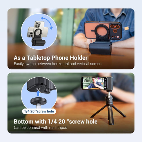 JJC 1/4" Upgraded Magnetic Phone Camera Grip with Remote, Cell Phone Camera Grip Handle Compatible with MagSafe iPhone