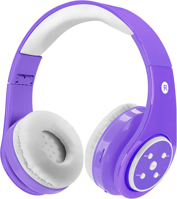Kids Wireless Bluetooth Headphones, Volume Limited 85db/110db Over-Ear Foldable Headphones with Mic for Boys, Girls