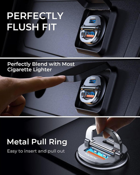 Upgraded 125W USB C Car Charger, Super Fast Charging, Dual Port for iPhone 15/14 Pro Max Plus, All Metal