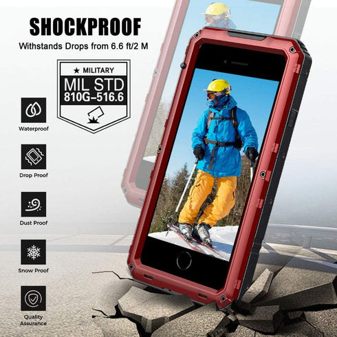 Mitywah Waterproof Case for iPhone SE 2020, Heavy Duty Military Grade Armor Metal Case, Full Body Protective Shockproof