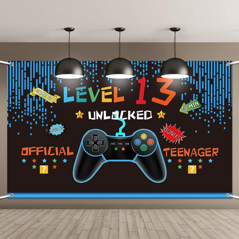Video Game Birthday Decorations for Boys, Gaming Theme Photo Props Backdrop Banner for Teenagers