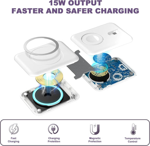3 in 1 Wireless Charger, Foldable Magnetic Charging Station for Multiple Apple Devices, Compatible with iPhone