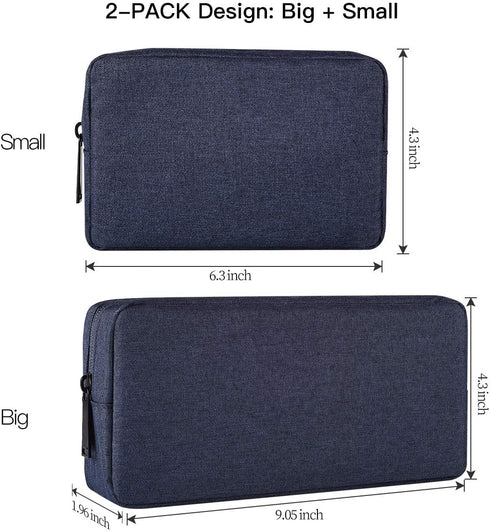 2-Pack Portable Storage Pouch Bag, Universal Electronics Accessories Case Cable Organizer Compatible with Hard Drive