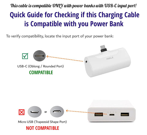 USB-C Charging Cable for Newest Power Banks, Compatible with iWalk, Spigen PocketBoost, Anker USB-C PowerBanks