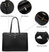 LOVEVOOK 15.6 Inch Laptop Tote Bag for Women Waterproof Leather Computer Bags Business Office Work Briefcase Black