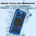 JGY iPhone 14 Pro Max IP68 Waterproof Case, Military Metal Stand Case with Screen Protector, Slim Full Cover, Blue