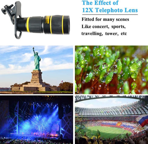 SEVENKA Cell Phone Camera Lens Kit, 18X Telephoto Lens with Remote Shutter, Tripod, Fisheye, Macro, Wide Angle for