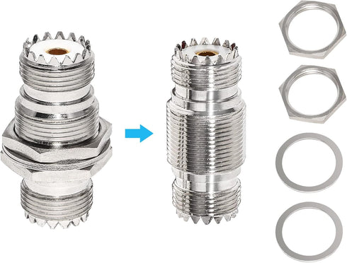 Anina UHF Female to Female Jack Bulkhead Coax Connector, SO-239 PL-259 RF Coaxial Cable Adapter 2-Pack