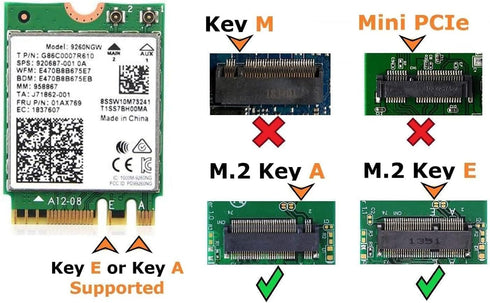 AC 9260 802.11ac M.2 Bluetooth 5.1 Network Card - WiFi 5 up to 1.73Gbps, Compatible with Intel, AMD, Linux & Windows