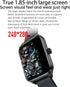 Smart Watch for Men Women, 1.85" Fitness Tracker with Heart Rate, Blood Oxygen, Pedometer, 100+ Sport Modes, Black
