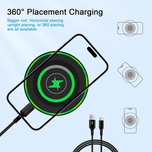 Fast Wireless Charger Pad for Samsung S24 Ultra, 15W Wireless Android Phone Charger Station for Galaxy S24 Plus, S23FE,