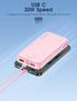 Portable Charger with Built-in Cable and AC Wall Plug, USB C Power Bank 12000mAh 22.5W Super Fast Charging for iPhone,