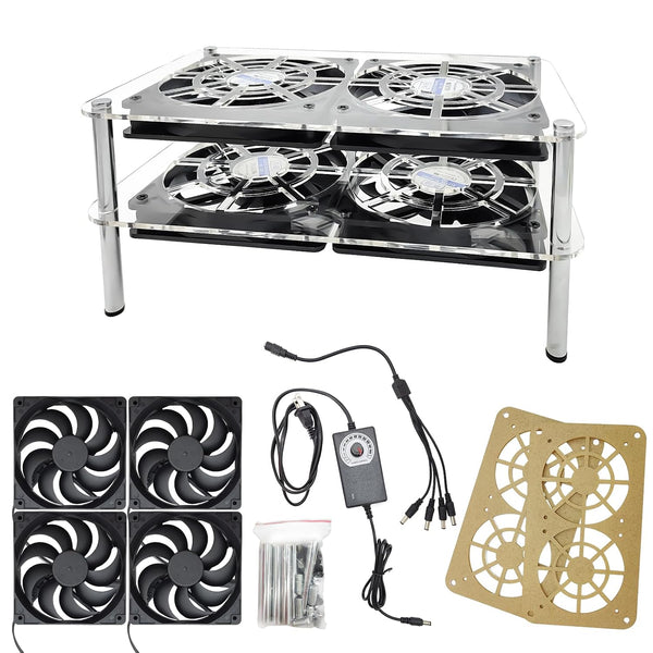 LYML.E1 4x120mm Computer Fan with Ac Plug,with Variable Speed Controller,Dual-Layer Heat Dissipation with