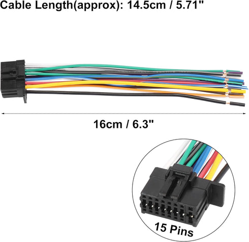 X AUTOHAUX 15 Pins Car Stereo CD Player Wiring Harness Adapter for Kenwood Radio Install