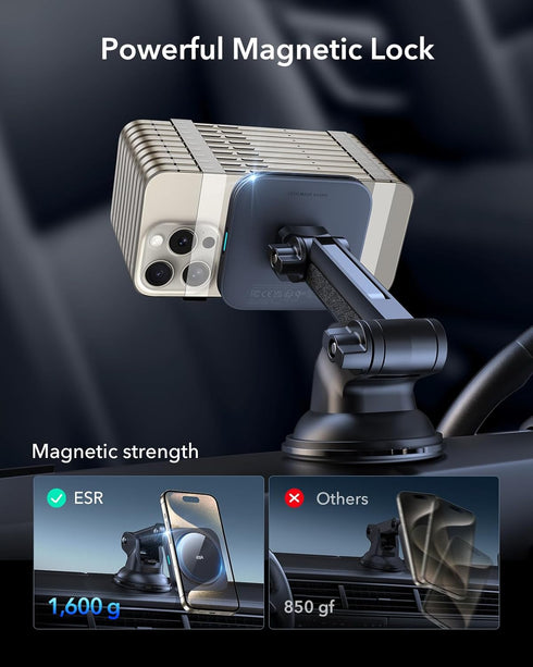 ESR Qi2 15W MagSafe Car Mount Charger, Dashboard/Windshield Magnetic Wireless Charger for iPhone 15/14/13/12